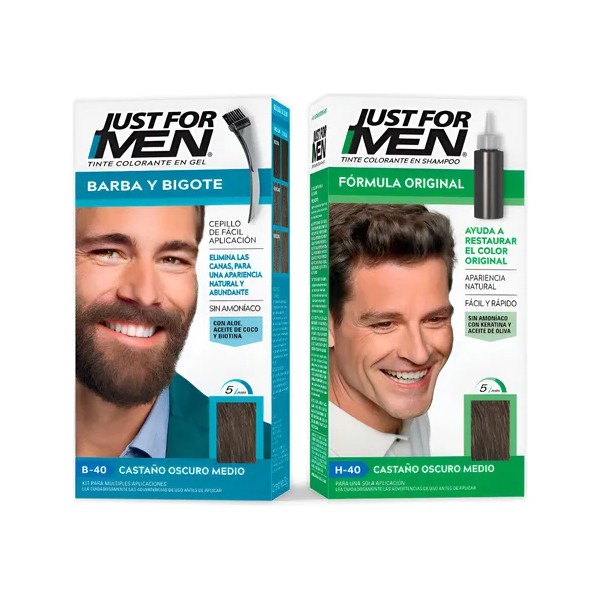 Kit Tinte Just For Men Castaño Osc Med Para Cabello