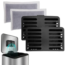 Shurex Trash Can Deodorizer Kit Stick-On Activated Carbon Odor Eliminator for Large Trash Cans, Indoor Kitchen Compost bins, Big Step or Touchless Sensor Garbage Cans (2 Black Kits)