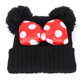 KH Gorro Para Bebe 2 Pompon Niño Niña Dama Minnie Mimi Con Moño