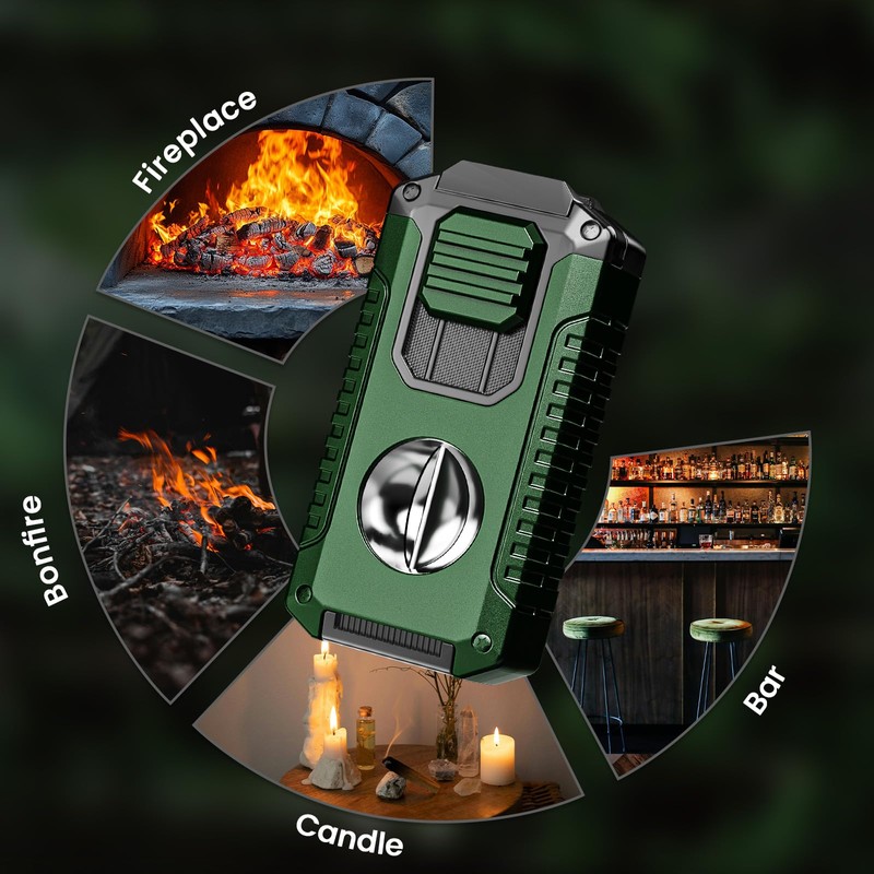 5-in-1 Multifunctional Torch Lighter with Cutter, Punch, Holder, and Windproof