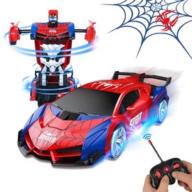 Remote Control Transforming Car Toy, 2.4Ghz remote control car 1:18 ratio transforming robot, one-button transforming 360° rotating car toy Birthday gift