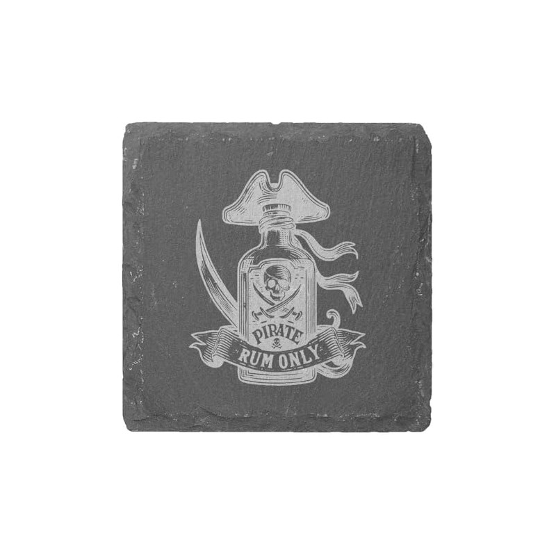 4 x 'Pirate Rum Bottle' 10cm Square Slate Coasters (CR00224090)