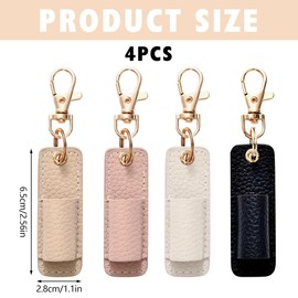 Bekecidi 4PCS Lanyard Pen Holder, PU Leather Pen Bag Clip Pen Holder for Lanyard, Anti-Lost Clip for Students, Teachers, Nurses, Office Workers (Black, Pink, White, Apricot)