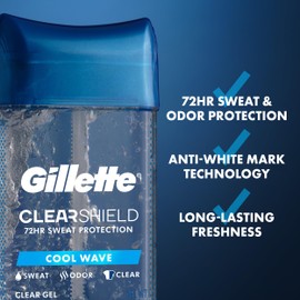 Gillette Gillette Antiperspirant and Deodorant for Men, 72hr Sweat & Odor Protection, Long Lasting Freshness, Anti-White Mark Technology, Clear Gel, Cool Wave Scent, 3.8 oz (Pack of 3)