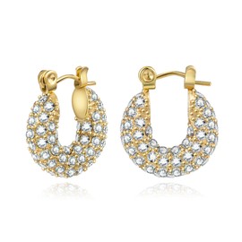 YeGieonr Gold Huggie Hoop Earrings for Women, Stainless Steel Small Hoops Earring with Sparky Color Cubic Zirconia and Pearls, Hypoallergenic Fashion Jewelry Gift for Women and Girls