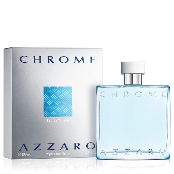 Azzaro Chrome Eau de Toilette - Fresh Mens Cologne - Citrus, Aquatic & Woody Summer Fragrance - Lasting Wear - Luxury Perfumes for Men, 3.3 Fl. Oz