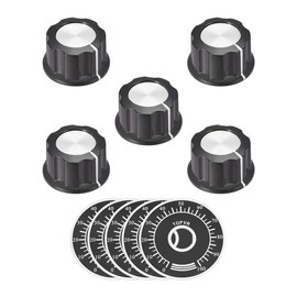 sourcing map Plastic Potentiometer Rotary Knob 6mm Insert Shaft with 40mm 0-100 Dial Face Plate 5pcs