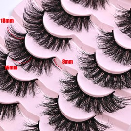 IFSOWDRA Cat Eye Lashes Natural Look 3D Wispy Strip Fluffy Mink Lashes Wispy 16mm D Curl Faux Mink Cateye False Eyelashes Pack