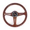 RASTP Walnut Wood Grain Trim Racing Steering Wheel, 13.8''/350MM 6