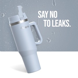 Rangland 40 oz Tumbler Cup with Handle and Carrier Bag, 24-Hour Insulated Water Bottle with Straw Lid, Neoprene Carrying Sleeve and Hand Strap (Feather Blue)