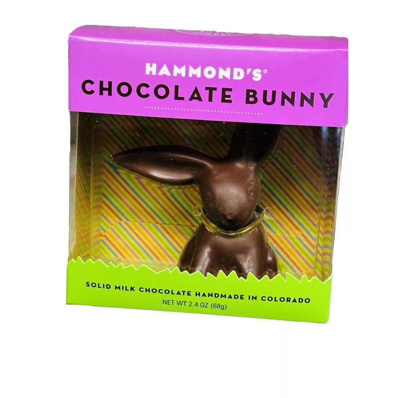 Hammond’s Chocolate Bunny Solid Milk Chocolate Made In Colorado. 2.4oz/68g