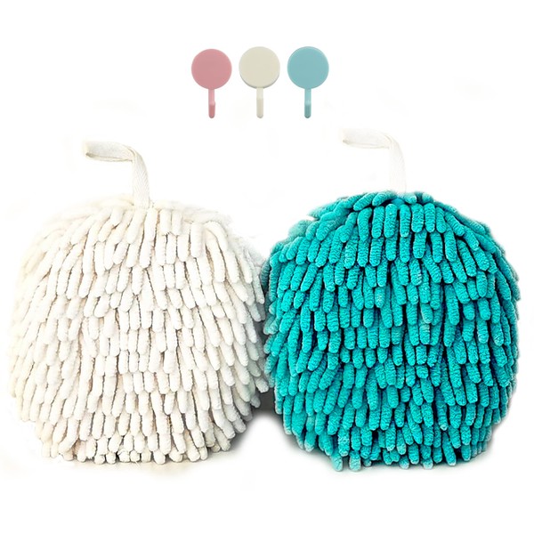 ACOCPOL 2 Pack Soft Hand Drying Hanging Ball Towels for
