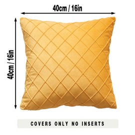 GONOVE Velvet Cushion Covers 40 X 40cm Soft Decorative Throw Pillow Cases Set of 2 Square Pillow Covers Bright Yellow Pillowcases with Invisible Zipper for Home Couch Sofa Bed