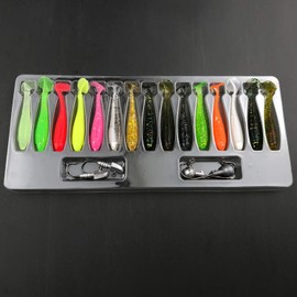 Njord Kalastus Twister Set Fishing 19 Pieces with Jig Hooks 15 Luminous Twister 4 cm Trout Bait Bass Bait Predator Fish Bait Set Target Fish Trout Perch Chub