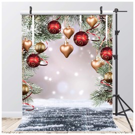 AIIKES 5X7FT Christmas Backdrops for Photography Christmas Tree Balls Photography Backdrops Vinyl Christmas Snow Photo Backdrop Home Party Decoration Photo Booth Studio Props 11-346