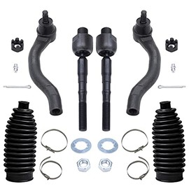 Detroit Axle - Front Inner & Outer Tie Rod Links w/Rack Boot Kit Replacement for Honda Civic Acura ILX - 6pc Set