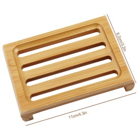 Luckious Bamboo Soap Dish Holder - Eco-Friendly Natural Wooden Soap Holder with Drainage for Shower, Bathroom, Kitchen, Sponges Storage (11 * 8.2 * 2CM)