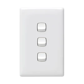 HPM Linea 3-Gang 10 A Switch, White