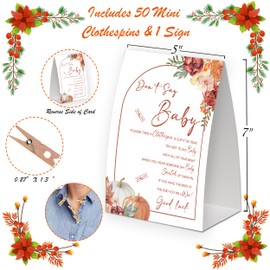 Boho Floral Pumpkins Shower Decorations,Don't Say Baby Baby Shower Game,Gender Neutral Baby Shower Decorations,Small Clothespin Game,Baby Shower Ideas,Baby Shower Games 50 Guest,Fall Party Games