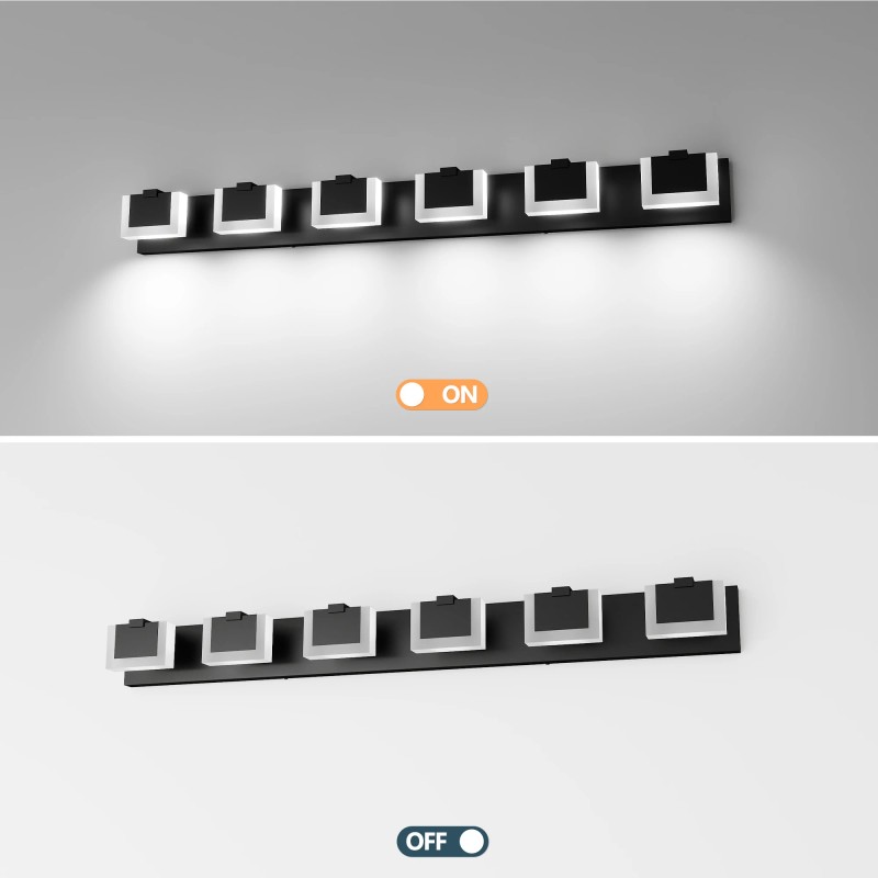 Ship in USA,LED Black Modern Vanity Light 6 Light Matte