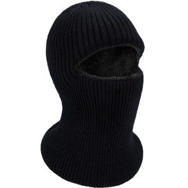 Full Face Knitted Balaclava Face Mask Winter Fleece Lined Ski Mask for Men Women Winter Favors (Black)