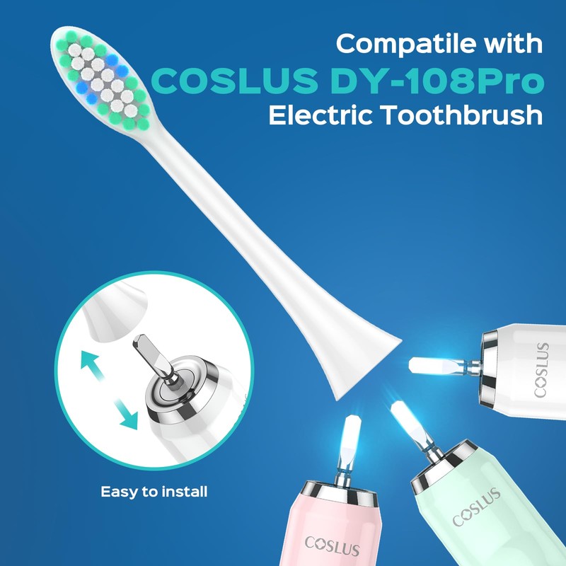 COSLUS Electric Toothbrush Replacement Heads: Compatible with C40 (DY-108Pro), 6