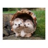 ProdBuy Home Cute Hedgehogs In Log Resin Garden Ornament