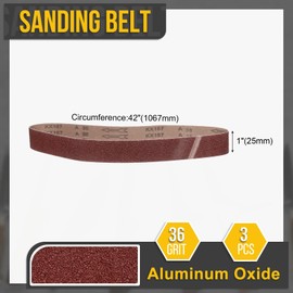 CoCud 1 x 42 Inch Sanding Belt, 12 Pcs 36 Grit Knife Sharpener Belts Work Sharpening for Belt Sander Knife Carving Tool Metal Working