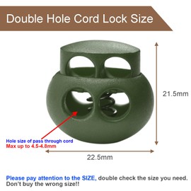 12 Pack MilitaryGreen Plastic Spring Toggle Stopper Cord Lock for DrawString, Paracord Cord Stop Rope Clip Elastic Shoelace Lock Gloves Fastener Slider Double Hole