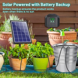 Biling 4W Solar Irrigation System for Garden, Digital Programmable Smart Watering with 2200mAh Battery, Solar Drip Irrigation System for 15 Potted Plants Outdoor Indoor Garden