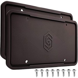 Solid Silicone Black License Plate Frame Covers 2 Pack- Front and Back Car Plate Bracket Holders. Rust-Proof, Rattle-Proof, Weather-Proof ( Black).