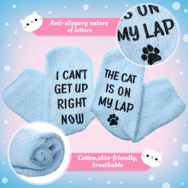 Coume 4 Pair Dogs Cat Lovers Gifts Stockings Funny Dog Mom Dad Gifts Socks I Can't Get up Right Now the Dog Cat Is on My Lap(Black Letter)