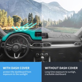 Hugeek Dashboard Cover Mat for Mazda 2017-2025 2026 CX-5 CX5 Accessories (Without HUD) Black Flannel Material Anti-Slip Dash Cover Mat Sunshade Glare UV Rays Protector