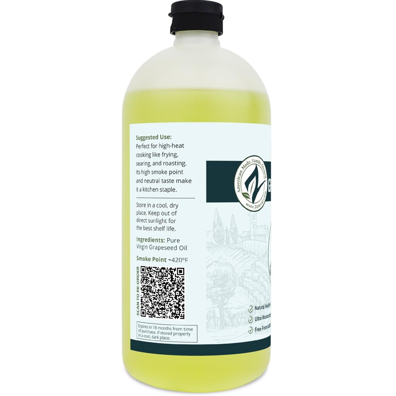 Zatural 100% Pure Cold Pressed Grapeseed Oil – Naturally Grown