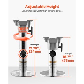 Adjustable 12.76-18.7 Inch Aluminum Alloy Boat Seat Pedestal Waterproof Locking Design for Fishing ChairsWith or Without Slide Rail: Without Slide Rail