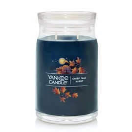 Yankee Candle Crisp Fall Night Scented, Signature 20oz Large Jar 2-Wick Candle, Over 60 Hours of Burn Time