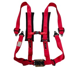 AAAA Aces Racing 4 Point Harness H Style 2 Inch Padding Latch and link style (Red)