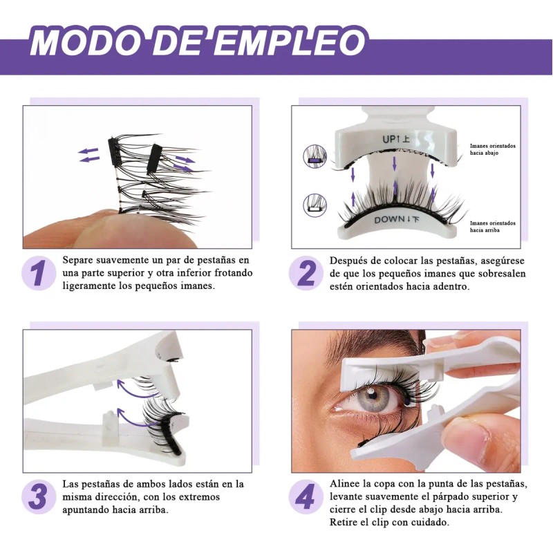 Kit De Pestañas Magnéticas Reutilizables Con Clip 1 Pare