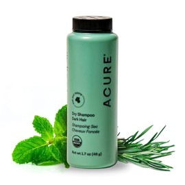 Acure | Shampoo seco en polvo para cabello castaño a oscuro | Absorbe grasa y remueve suciedad, 48 g