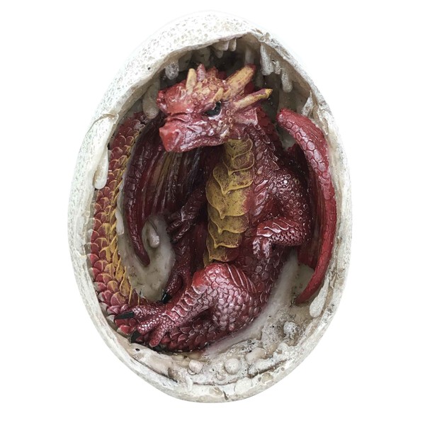 Ebros Gift Ancient Mercury Red Fire Dragon Hatchling Breaking Out Of Egg Shell Figurine Myth Legends Collectible Statue Decor For Fantasy Lovers Game Of Thrones Khaleesi Mother of Dragons Medieval Art