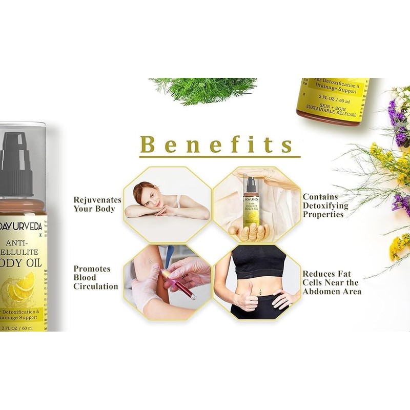  Anti-Cellulite Body Oil for Detoxification and Drainage Support, 60ml,