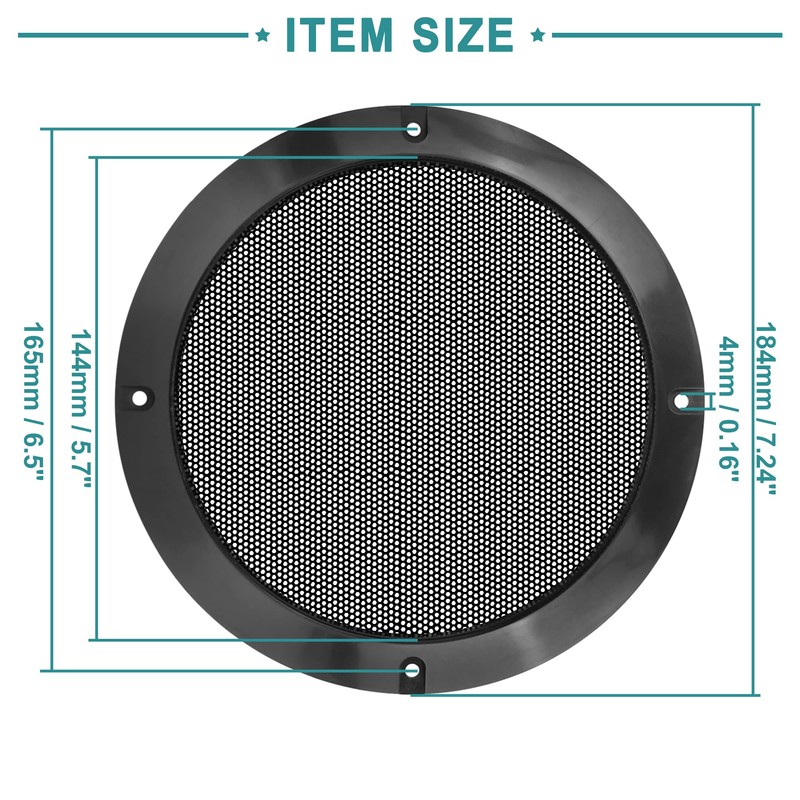 ACROPIX 6.5 Inch Speaker Grill Cover Black - Pack of
