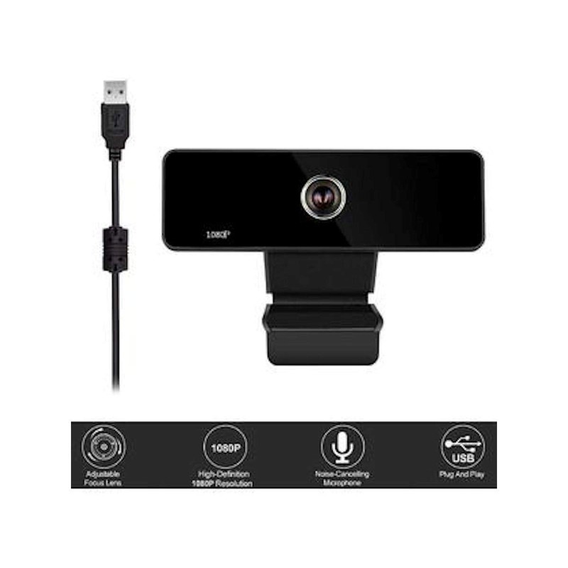 NeonTEK 1080P USB Webcam with Built in Microphone - Plug