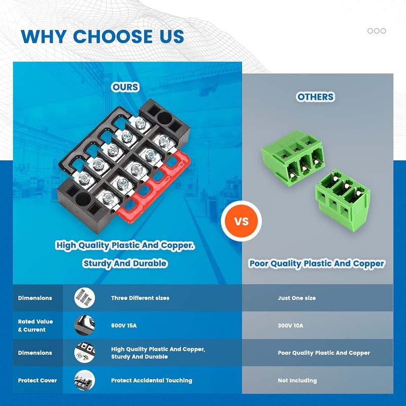 CGELE 6 Sets Terminal Blocks, 6Pcs 4/5/6 Positions 600V 25A