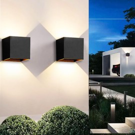 FUPE 20W 2Pack Led Black Outdoor Wall Sconces Light Fixtures Modern Exterior/Interior Waterproof Porch Wall Mounted Lighting Outside Wall Lamps for Garden Shop Yard Patio Home Entryway Park Staircase