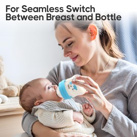 YOHKOH Glass Baby Bottles with Slow Flow Nipple, Newborn Anti-Colic Baby Bottles for 0+ Months, Wide Neck Feeding Bottle, Clear (Blue, 2.7oz (Pack of 4))