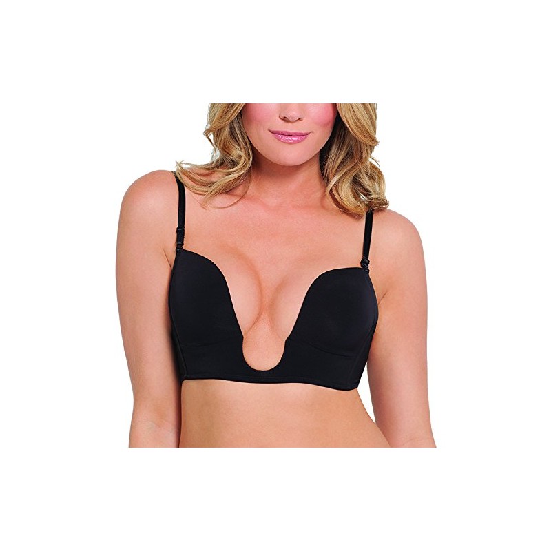Fashion Forms Women's Seamless U Plunge Bra, Black, 34B