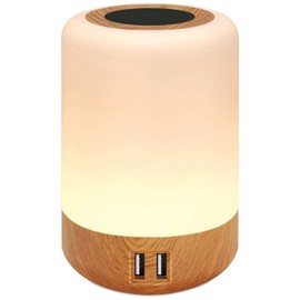 salipt LED Bedside Lamp, 4 USB Ports, Table Lamp Touch Dimmable, Continuous Brightness, 8 Colours and Colour Changing, Touch-Sensitive Night Light for Bedroom, Living Room and Office