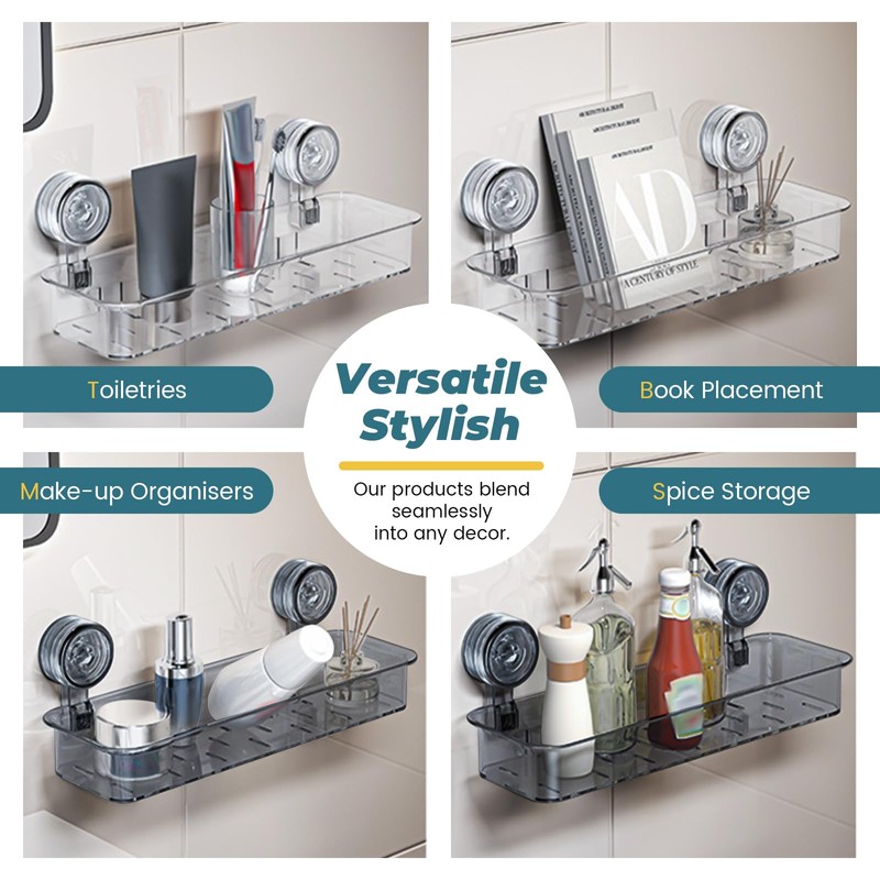 Sekonow Shower Caddy Suction Cup, Large Shower Organizer for Kitchen