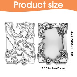 KFHENSOMR Electroplate Plastics Frame Photocard Holder Keychain - Silver Plating Irregular Photo Card Holder - Y2K ID Badge Holders for Student Card Case Stationery Office Supplies